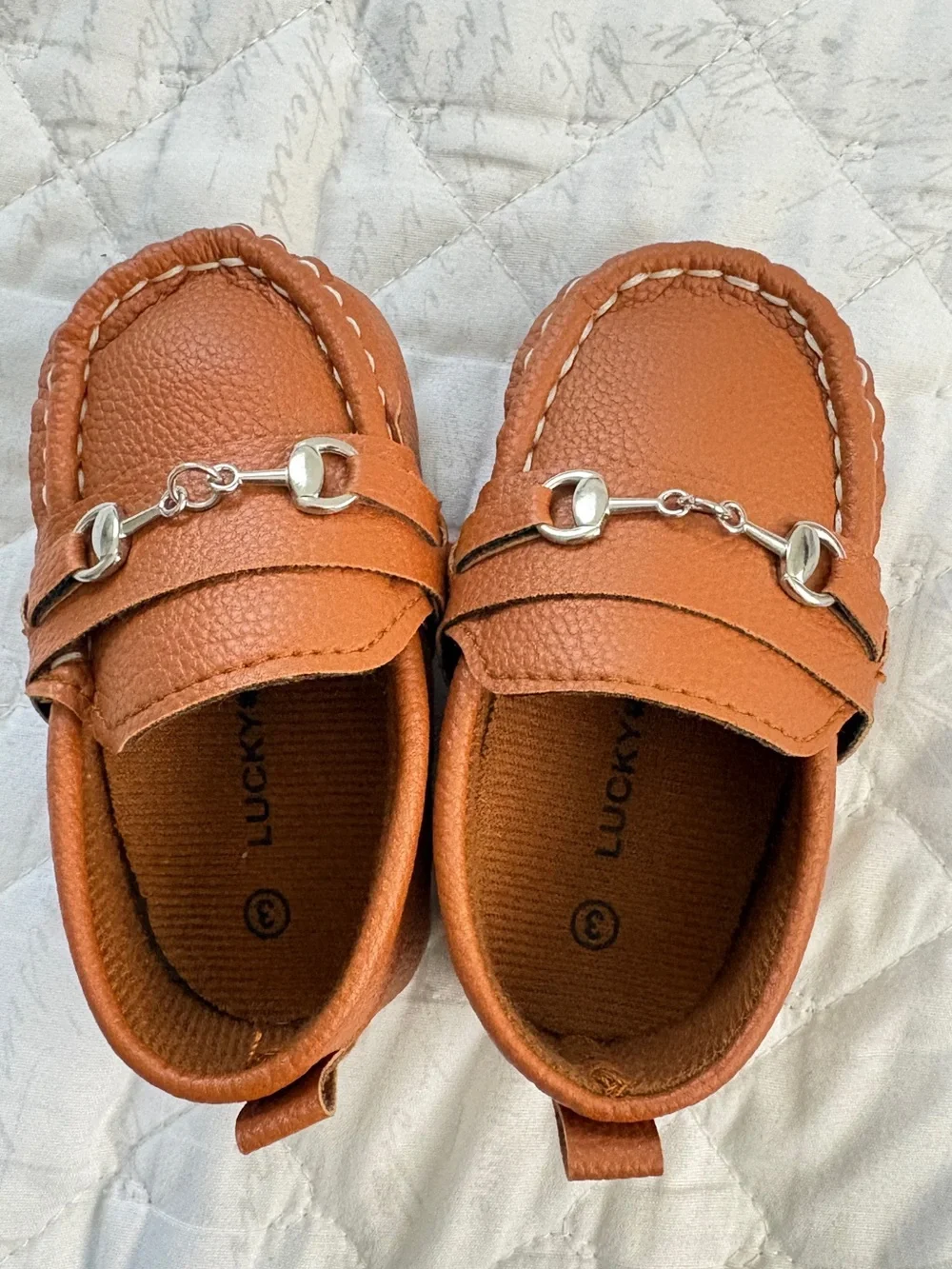 Lucky Brand Toddler Brown Leather-Look Moccasin Loafers with Silver Bit